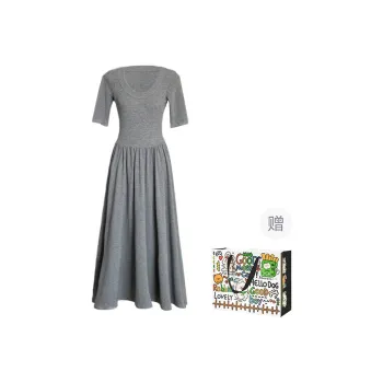 OURUOKE Short Sleeved Dress Women's Gray