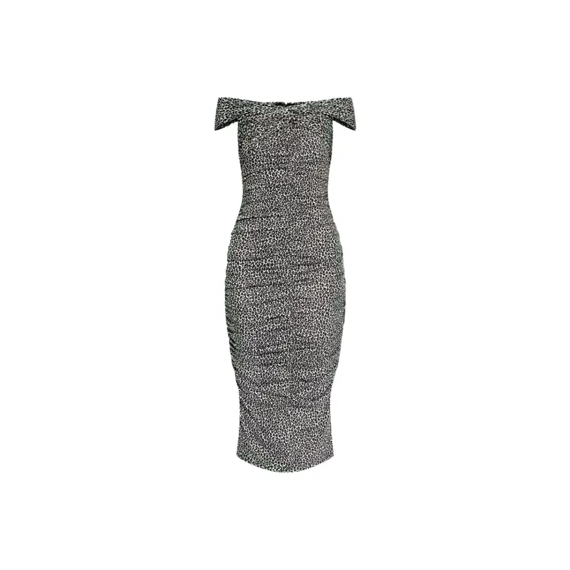 MICHAEL KORS Leopard Print Stretch Matte Jersey Off-The-Shoulder Dress-0