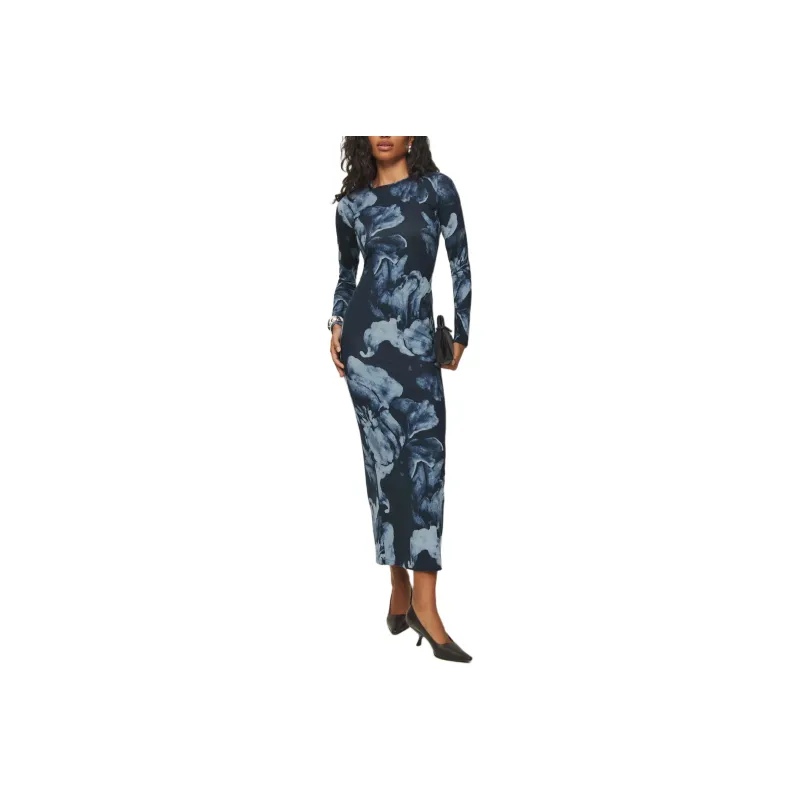 REFORMATION Tommie Knit Dress Long-Sleeved Dresses Women's Midnight Rose-0
