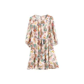 Hang Yi Court Short Sleeved Dress Women's Multicolor