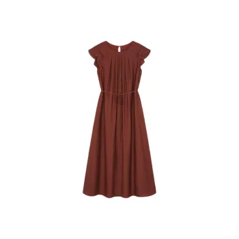 Mo Han Yi Mei Short Sleeved Dress Women's Elegant Red