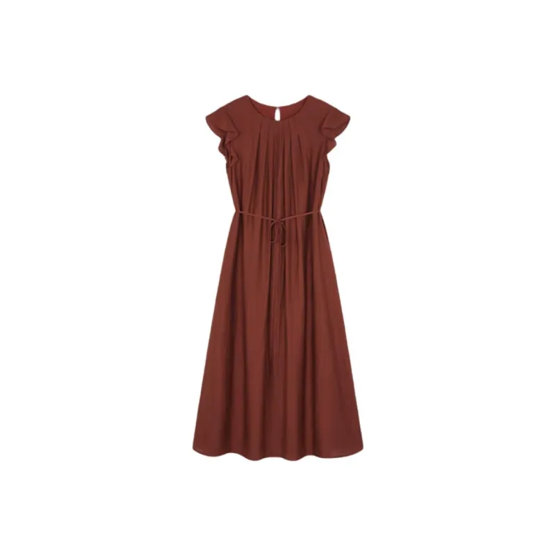 Mo Han Yi Mei Short Sleeved Dress Women's Elegant Red-0