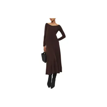 REFORMATION Livia Regenerative Merino Sweater Dress Long-Sleeved Dresses Women's Brown