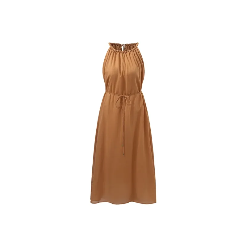 GOELIA Sleeveless Dress Women's Orange Camel-0