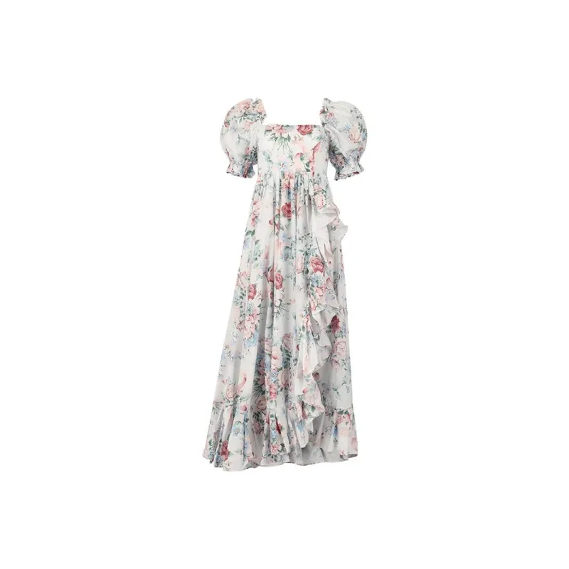 Selkie Short Sleeved Dresses Women's Floral Vine Rose-0