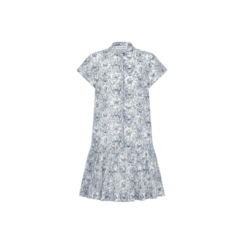 DIOR SS25 Spring Summer Ready to Wear Collection Short Sleeved Dress Women's White-0