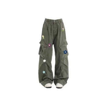 GUOZHEN Cargo Pants Women's Green Cargo Pants