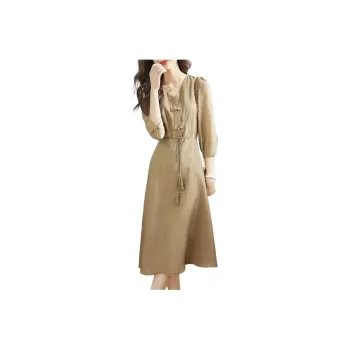Mo Han Yi Mei Short Sleeved Dress Women's Coffee