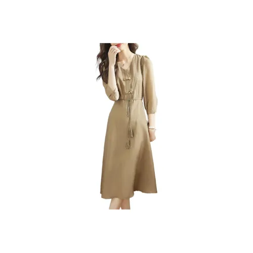 Mo Han Yi Mei Short Sleeved Dress Women's Coffee