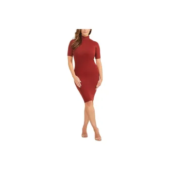 GUESS Ribbed Dress Short-Sleeved Dresses Women's Red