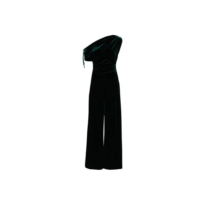 Talbot Runhof Gathered-detailed Velvet Jumpsuit-0