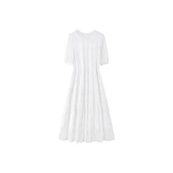 Yi Mengyuan Silk Short Sleeved Dress Women's White
