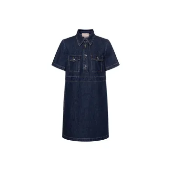 GUCCI SS24 Short Sleeved Dress Women's Dark Blue