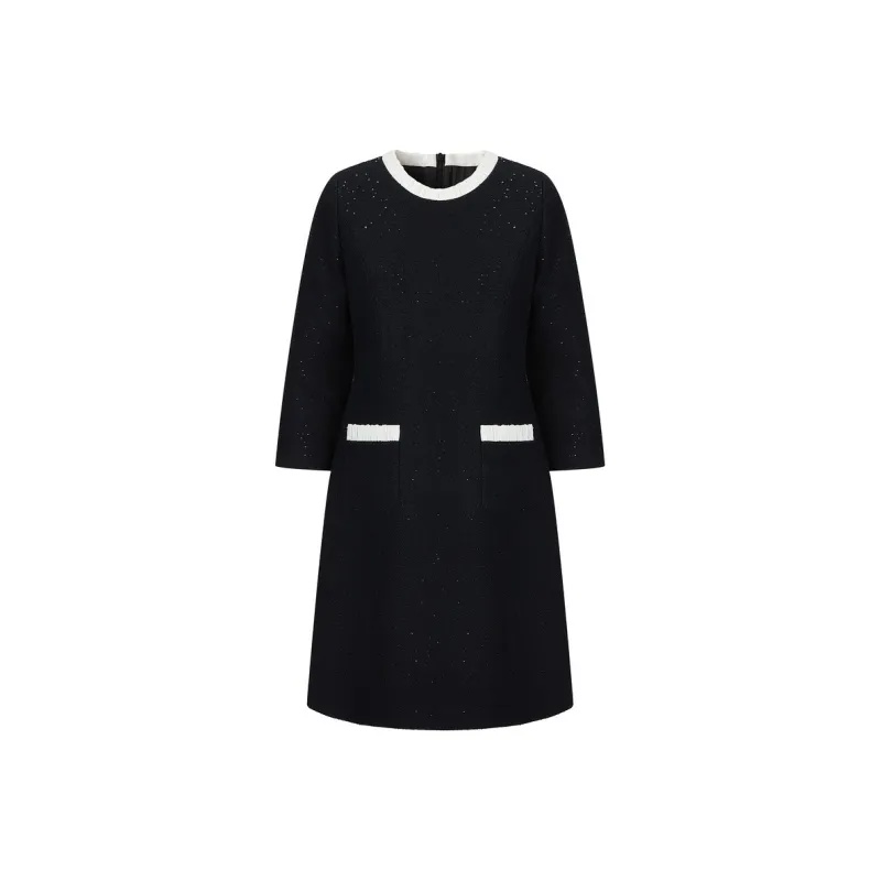 JZ. ANNAKRO Long Sleeved Dresses Women's Plain Black-0