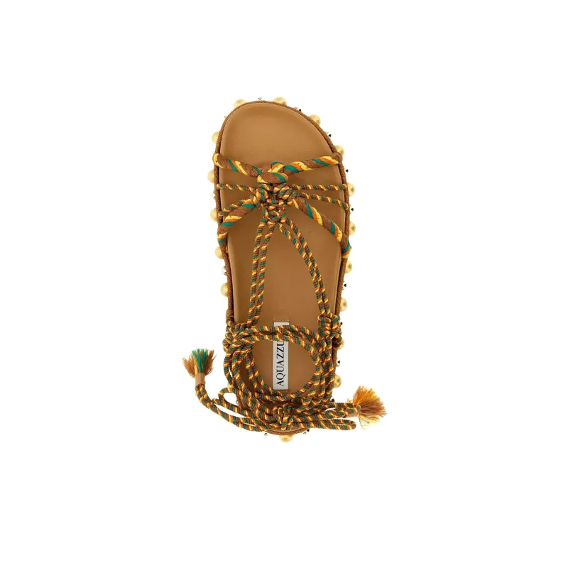 AQUAZZURA Tropical One Strap Sandals Women's Brown-4