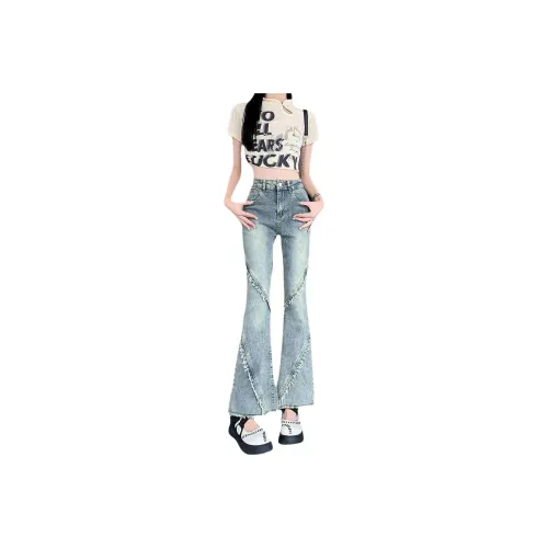 Flowers In Water Jeans Women's Vintage Blue