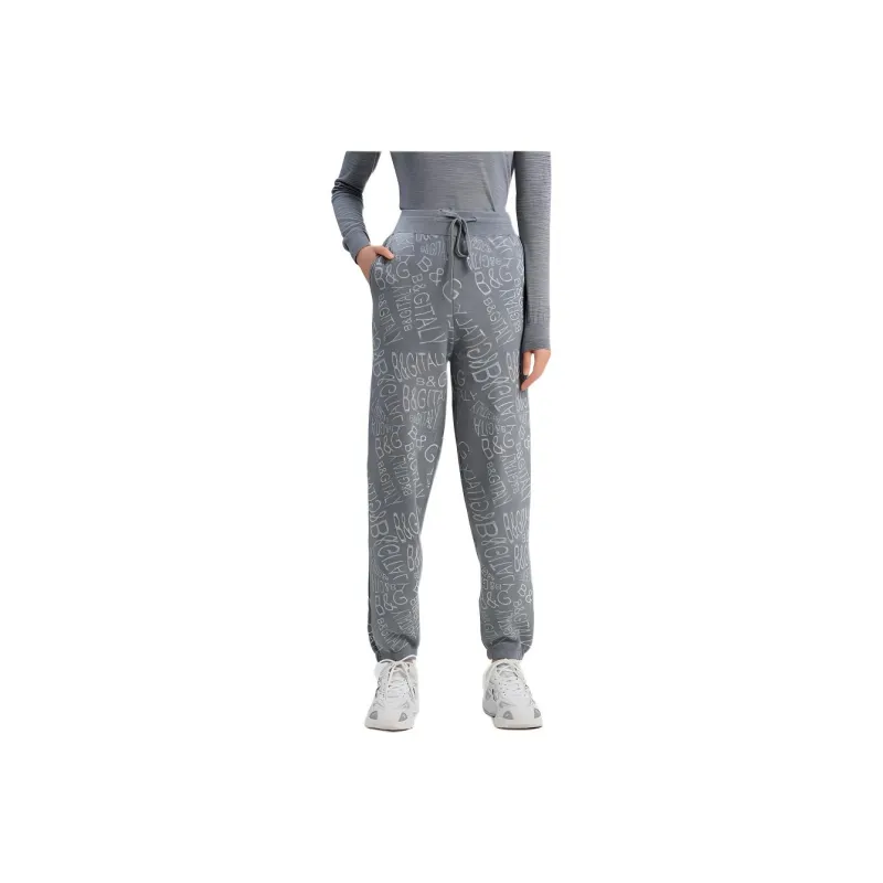 Blood Glitter Knitted Sports Pants Women's Gray Floral-0