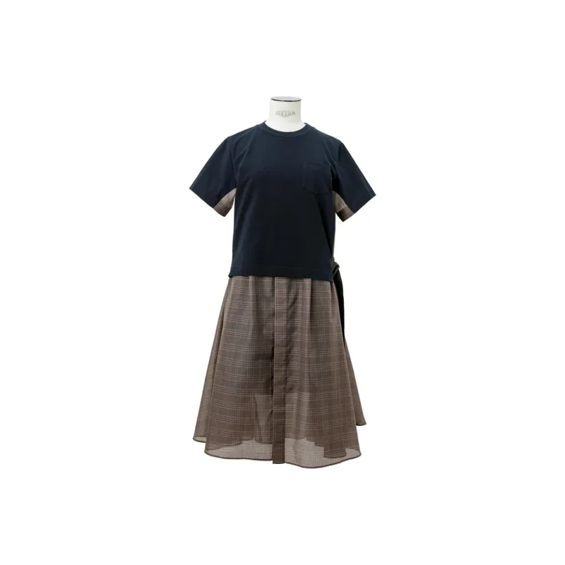 Sacai Short Sleeved Dresses Women's Brown-0