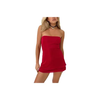 PRINCESS POLLY CARETTE STRAPLESS MINI DRESS PETITE Sleeveless Dress Women's Red/Red