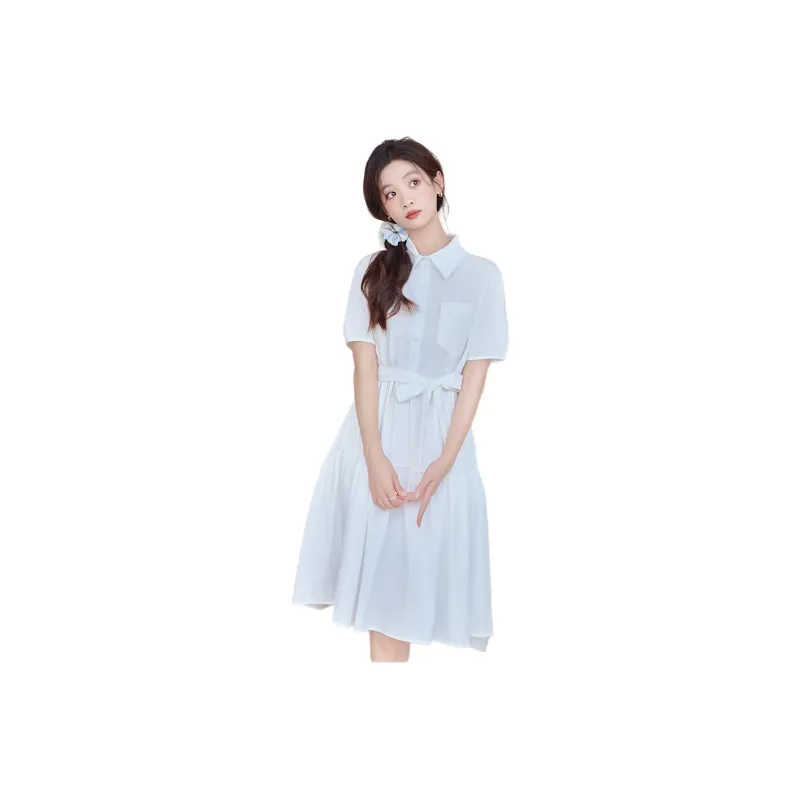 HUASJ Short Sleeved Dresses Women's White-0