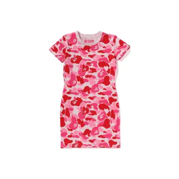 A BATHING APE Women's Abc Camo Jersey Dress Pink
