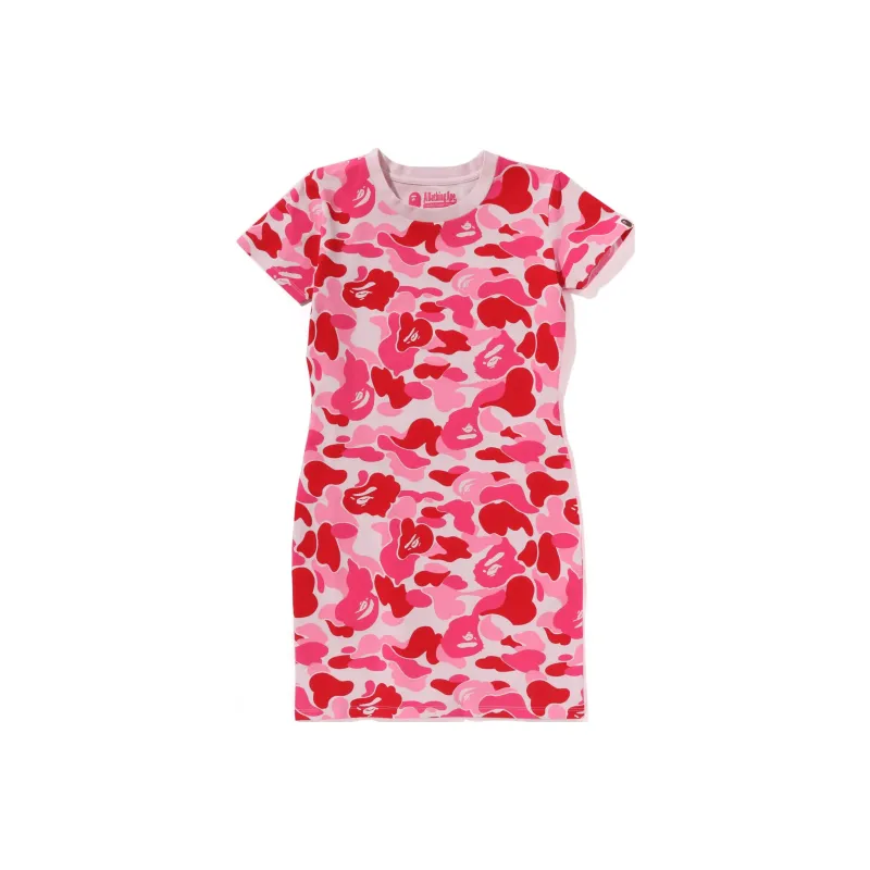 A BATHING APE Women's Abc Camo Jersey Dress Pink-3