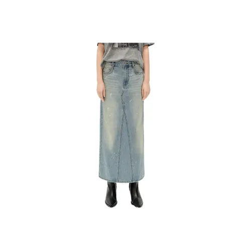 MOCO Denim Long Skirts Women's Denim Blue