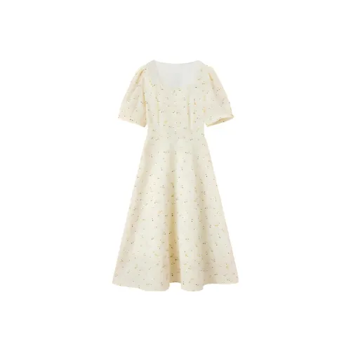 EICHITOO Short-Sleeved Dresses Women's Ecru Pattern