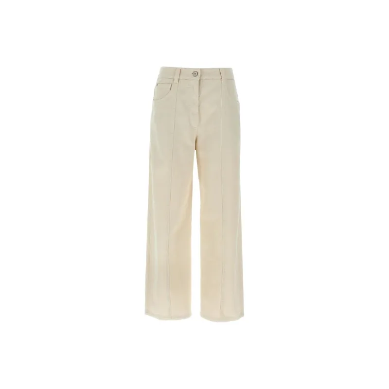 Brunello Cucinelli Dyed Denim Cropped Trousers-0