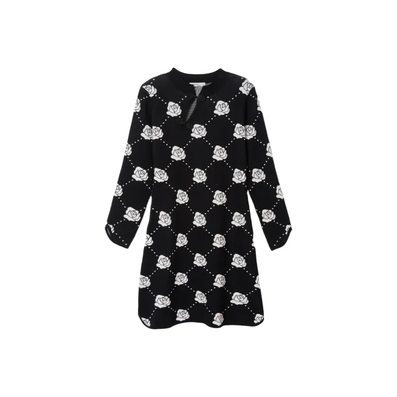 FAWENXIANGZI Long Sleeved Dress Women's-0