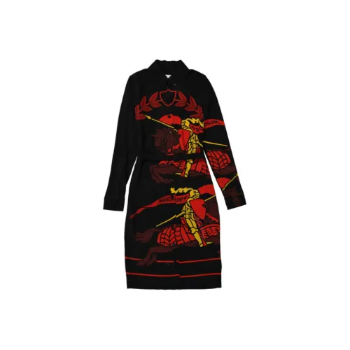 Burberry Long-Sleeved Dresses Women's Red