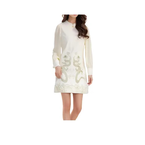 Mapping Long Sleeved Dresses Women's Ecru