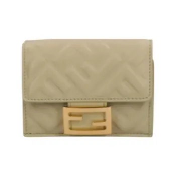 FENDI Baguette Lambskin Wallet Women's Green