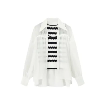 EICHITOO Casual Suits Women's White Shirt+Black White Tank Top