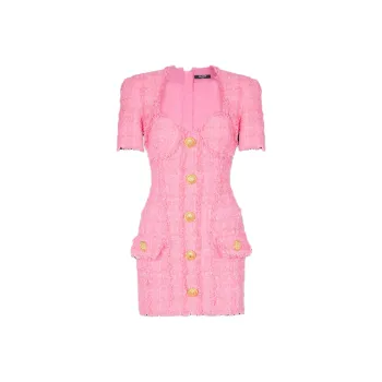 BALMAIN Button embellished Tweed Minidress