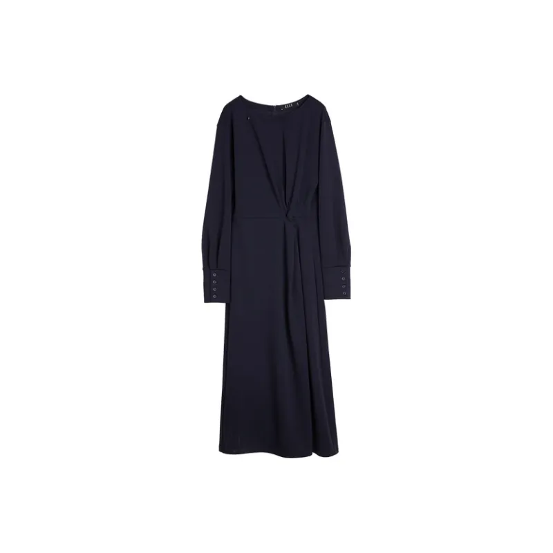 ELLE Long Sleeved Dresses Women's Navy Blue-0