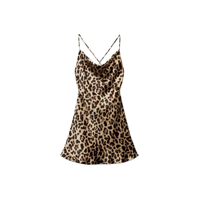 ZARA Slip Dress Women's Leopard Print-0