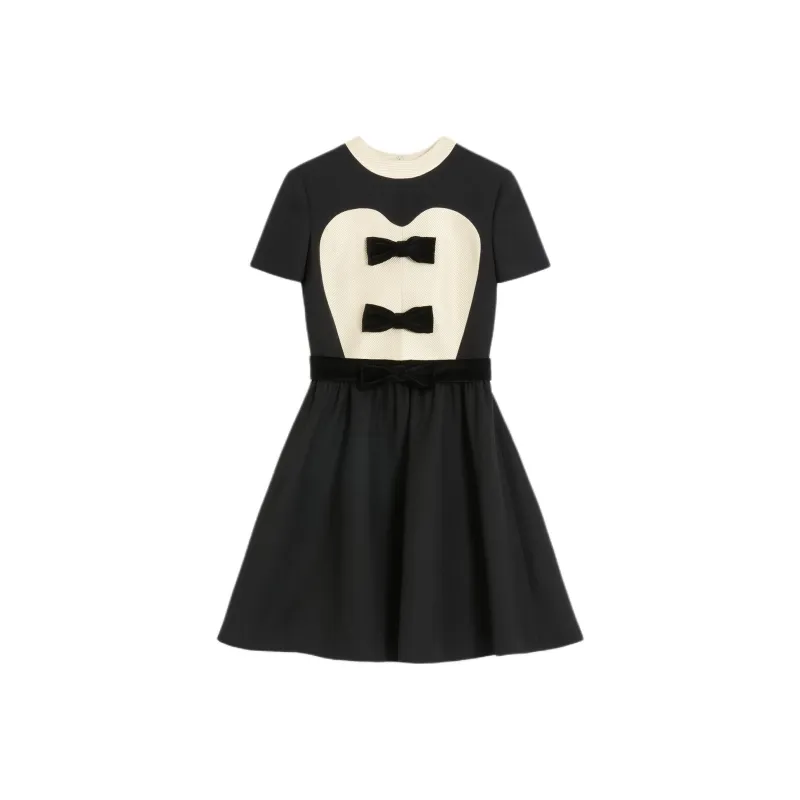 Valentino Bow Detailed Crewneck Short Sleeved Dress-0