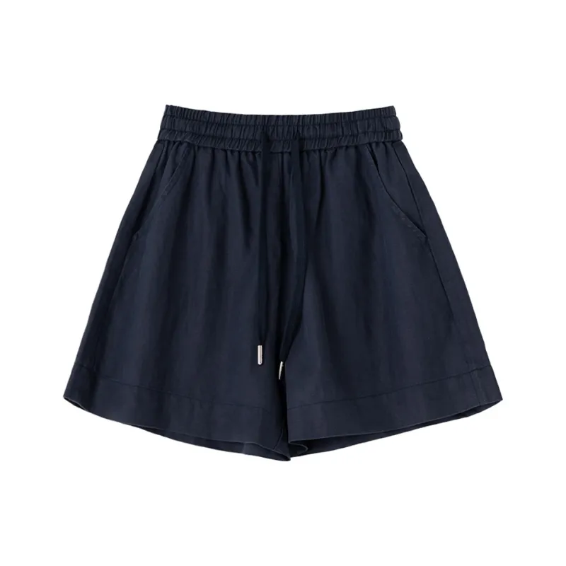 SOON FLOWER Casual Shorts Women's Navy Blue-0