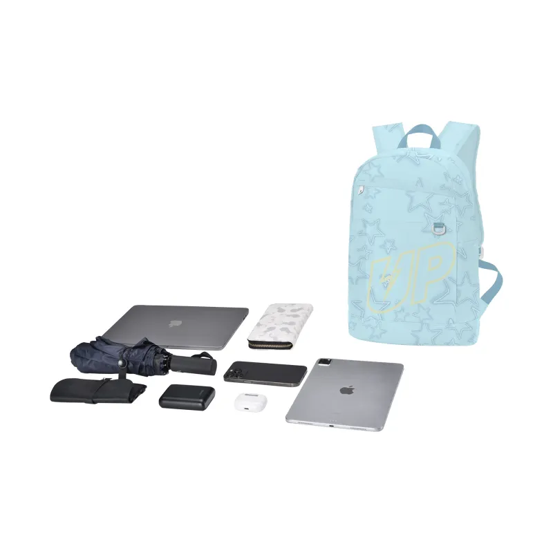 TURN UP Polyester Backpack Unisex Light Blue-4