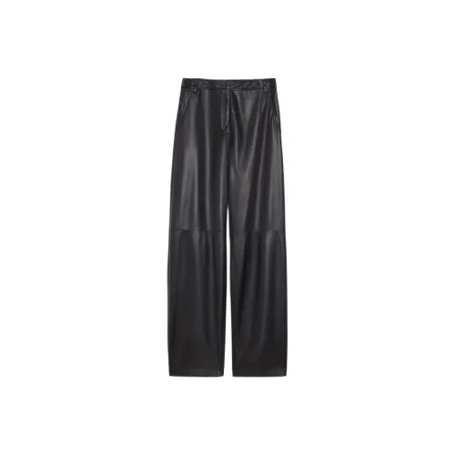 MaxMara Studio Leather Pants Women's Black