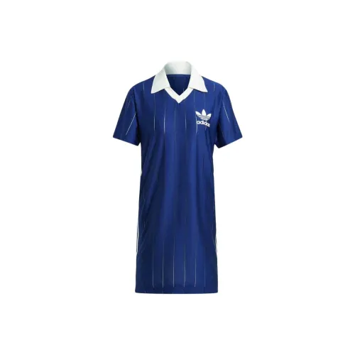 Adidas Originals Knit Collar Short Sleeve Dress