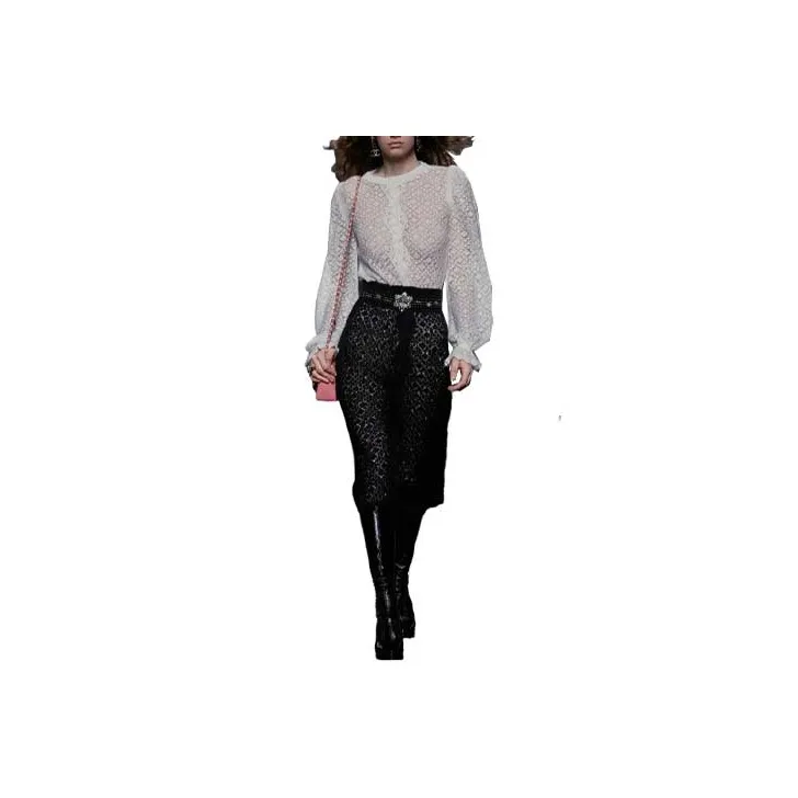 CHANEL 23 Fall Winter Long Sleeved Dress Women's Black White-0