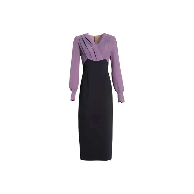 LANSEER Long-Sleeved Dresses Women's Purple-0