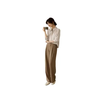 XWI Casual Suits Women's Beige Apricot Top+Khaki Pants
