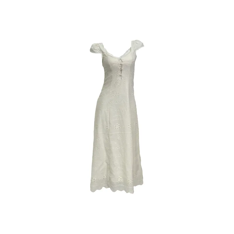 QYPRF Short Sleeved Dress Women's Cream White-0