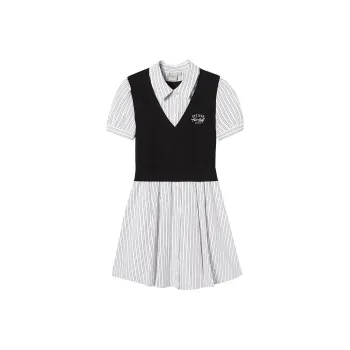 EPTISON WOMAN Short Sleeved Dress Women's Black & White