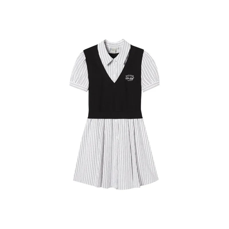 EPTISON WOMAN Short Sleeved Dress Women's Black & White-0