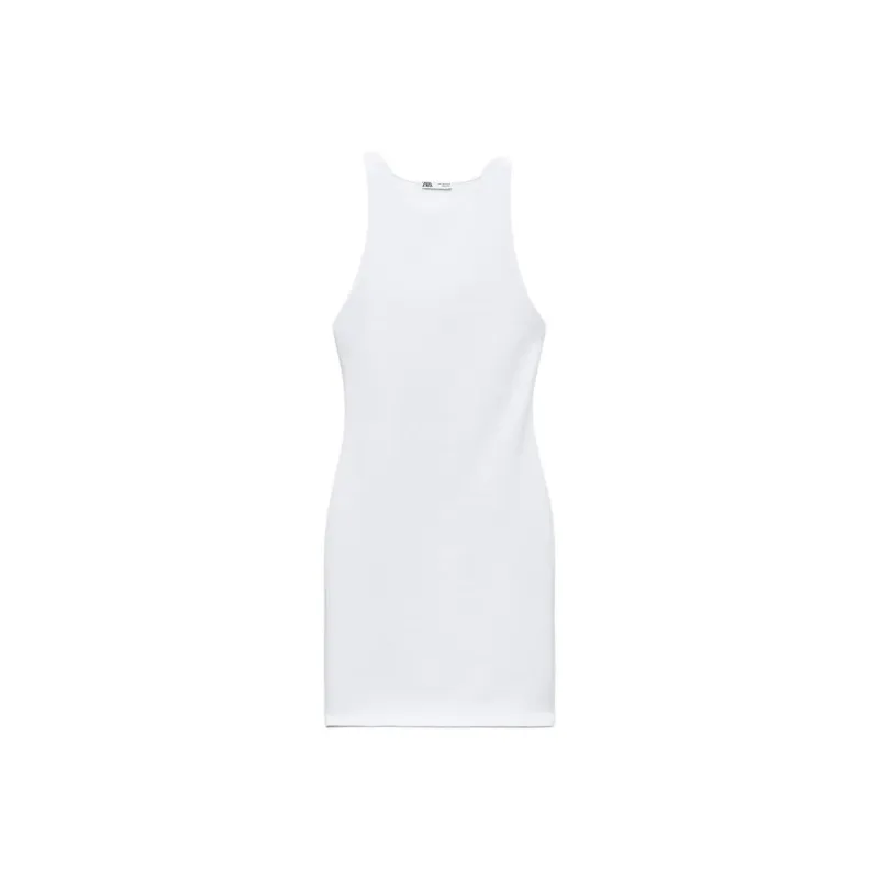 ZARA Sleeveless Dress Women's White-0