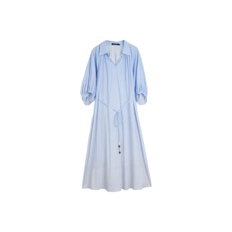 ELLE Long Sleeved Dress Women's Blue-0